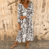 Vivara – Leopard Print V Neck Pocket Dress
