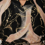 Vivara – Women's Marble Gold Chiffon Maxi Dress
