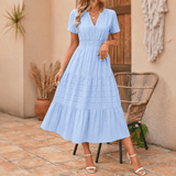 Vivara – Women's Flowing V-Neck Summer Maxi Dress