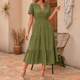 Vivara – Women's Flowing V-Neck Summer Maxi Dress