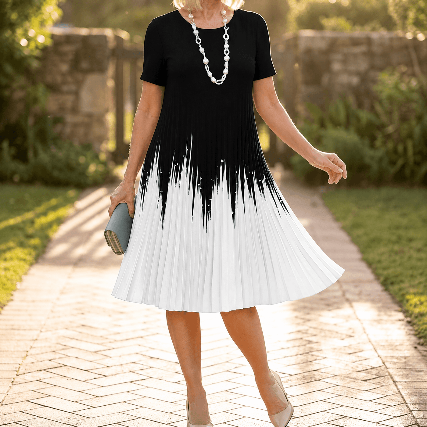 Vivara – Women's pleated gradient print dress