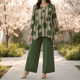 Vivelyn – Women's Bold Print High-Low Tunic & Wide-Leg Pants Set