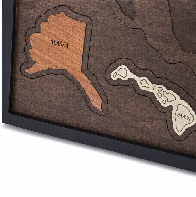 Wanderoak – Wooden USA Travel Map with 3D State Pieces