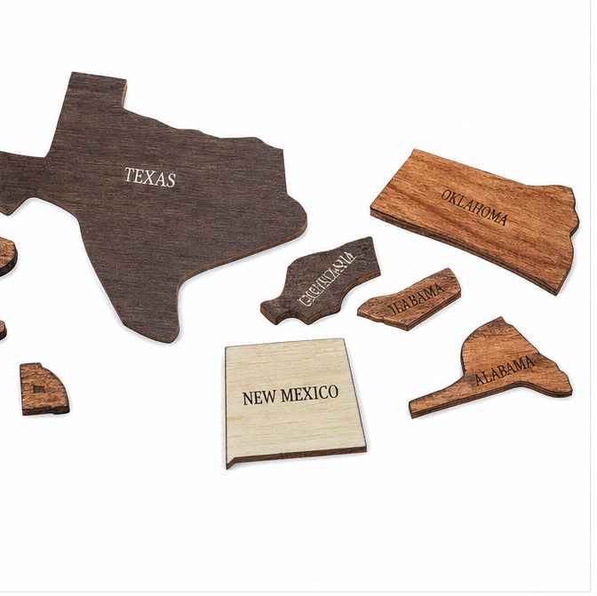 Wanderoak – Wooden USA Travel Map with 3D State Pieces