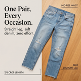 Wearbella – Women's Frayed Hem 7/8 Jeans