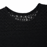 Wearbella – Open Knit Short Sleeve Top, Waffle Texture Spring Summer Blouse for Women