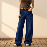 Widera – Retro Patch Pocket Wide Leg Jeans for Women