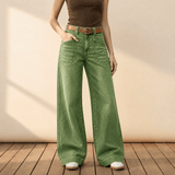 Widera – Retro Patch Pocket Wide Leg Jeans for Women