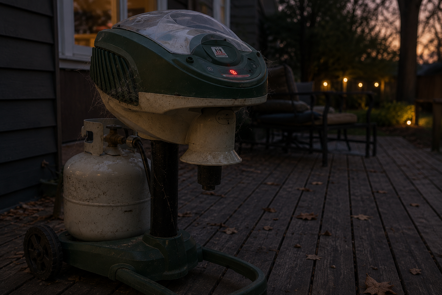 Broken Mosquito Magnet at night