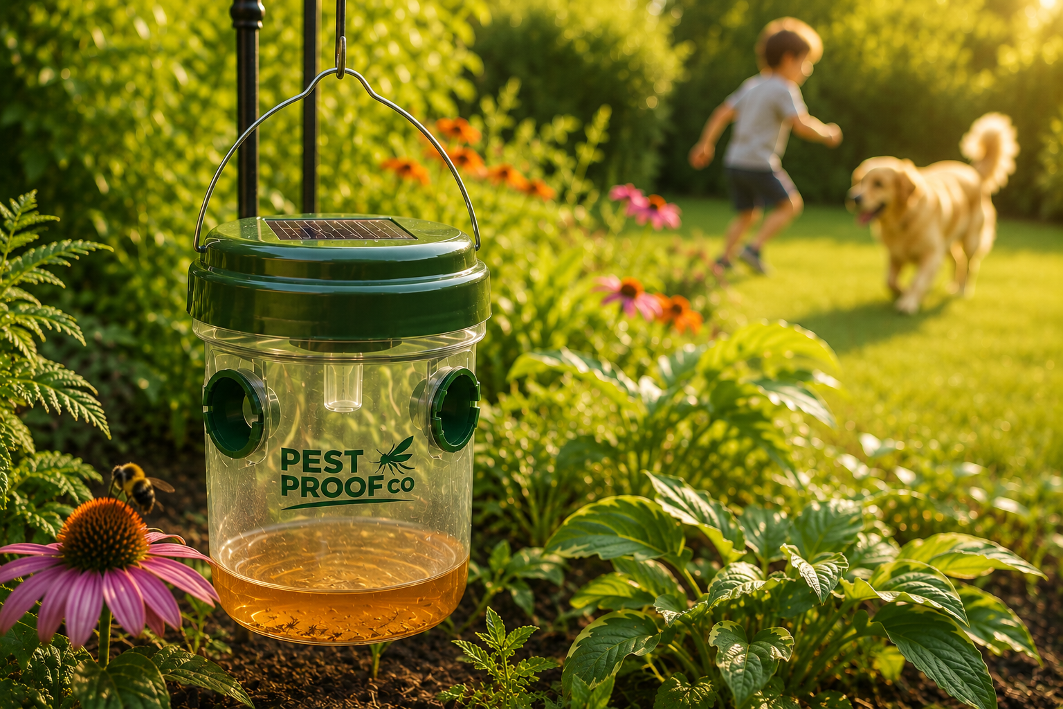 Solar powered BiteShield mosquito trap outdoors